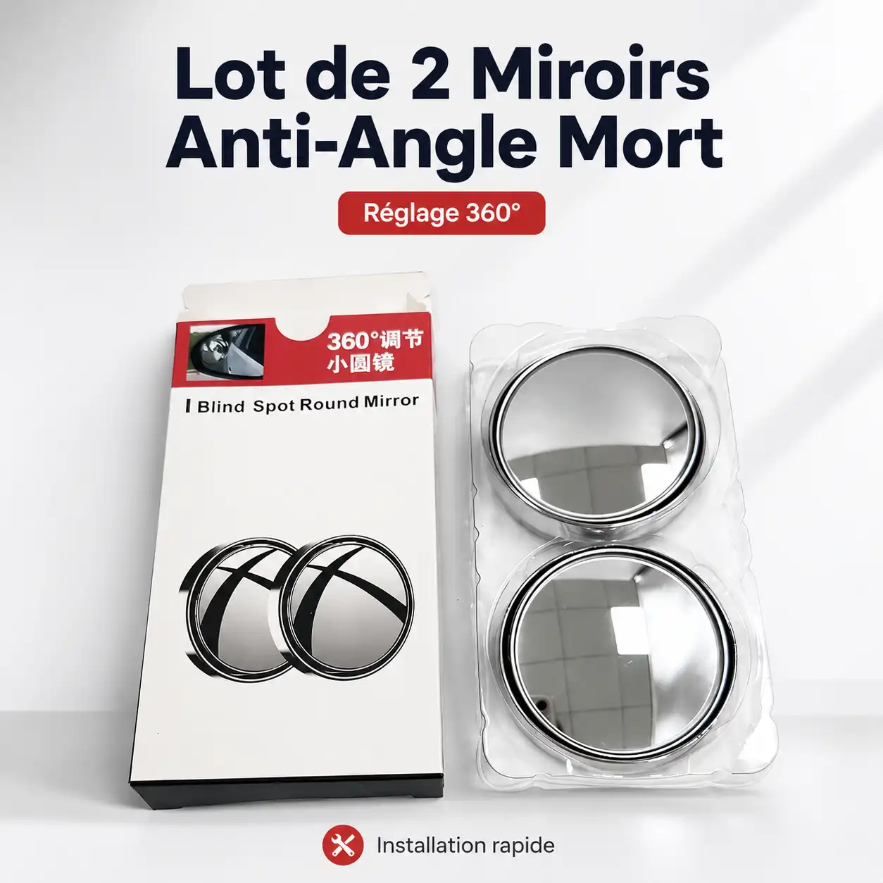 🚗 VisionMax 360™ – Lot de 2 Miroirs Anti-Angle Mort 🪞✨