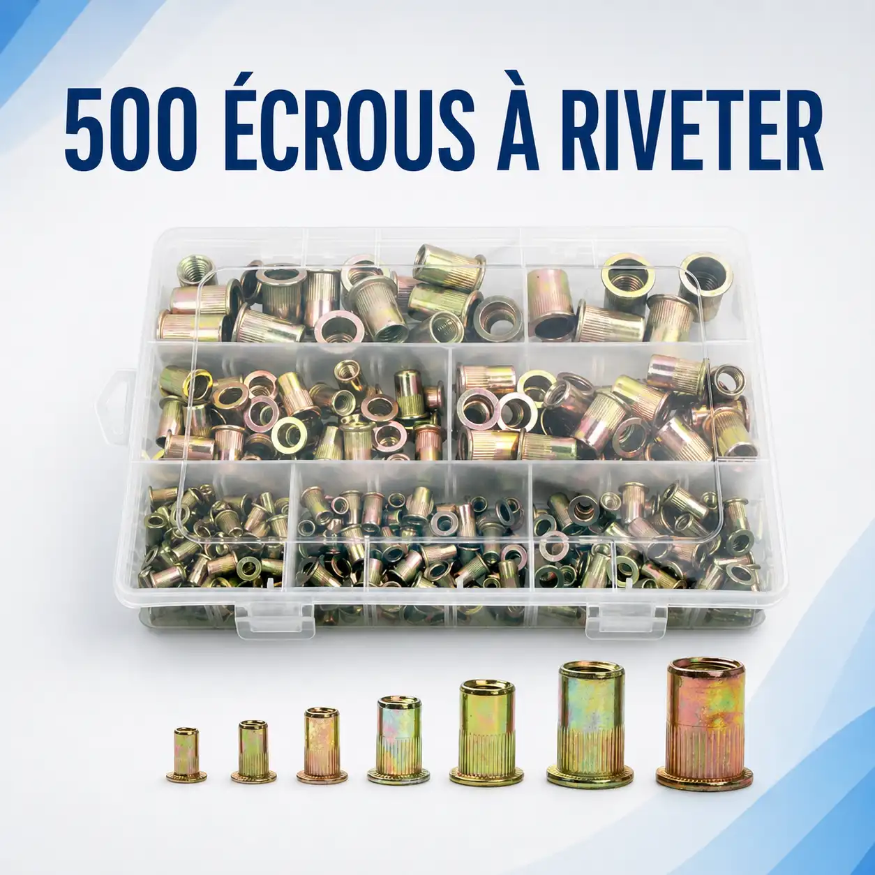 RIVETIX PRO™ – Coffret de 500 Écrous à Riveter en Acier Zingué | M3 à M10
