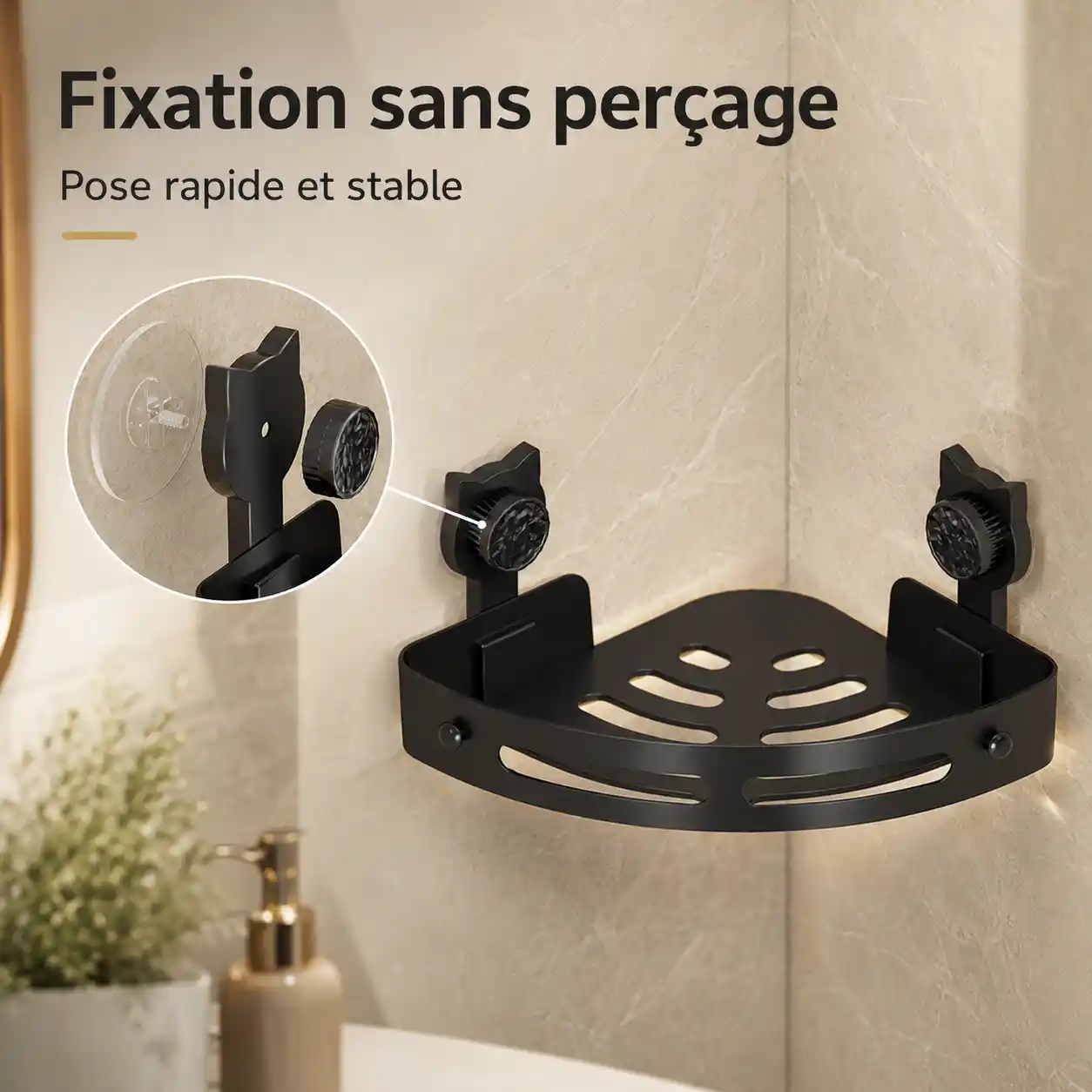OrganiBath Pro™ – Étagère d’Angle Murale Sans Perçage pour Salle de Bain 🛁✨