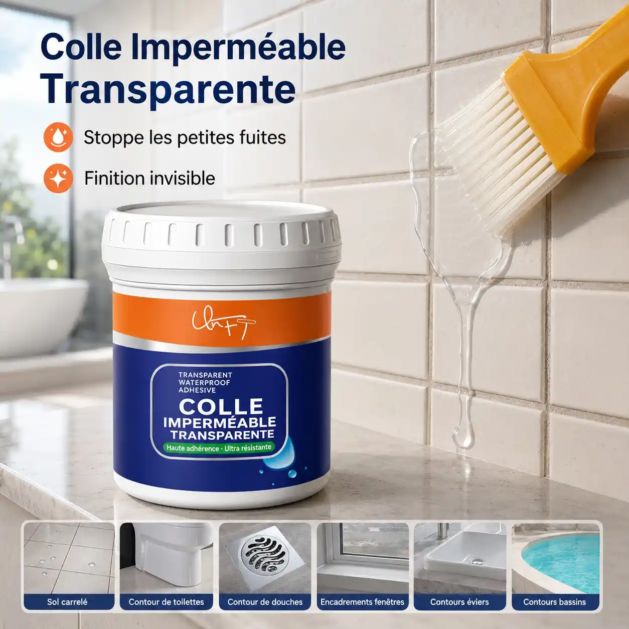 💧 HydroSeal Pro™ – Colle Imperméable Transparente Multi-Surfaces 🛡️✨