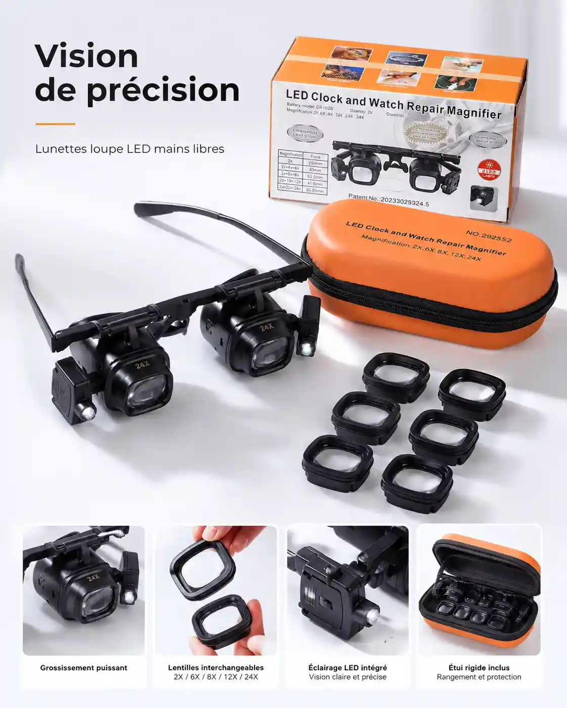 PréciVision LED™ – Lunettes Loupe de Précision avec Éclairage LED & 5 Niveaux de Zoom 🔍💡